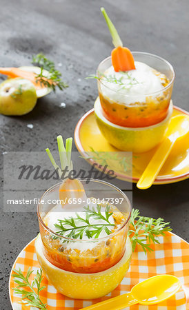 Carrot and passion fruit yoghurts