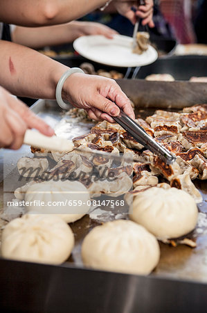 Battered crab meat on a grill