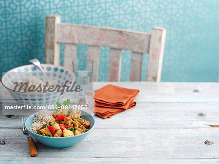 Aloo gobi with rice (vegetable dish with cauliflower and potatoes, India) Aloo gobi with rice (vegetable dish with cauliflower and potatoes, India)