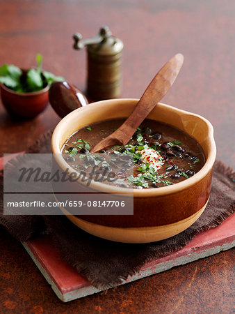 Black bean soup from Mexico