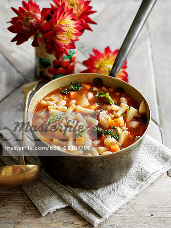 Minestrone in a saucepan