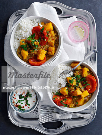 Pumpkin and tomato curry with rice Pumpkin and tomato curry with rice