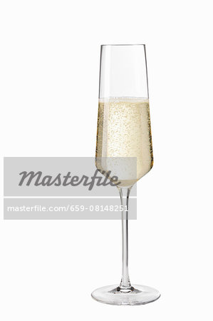 A glass of sparkling wine