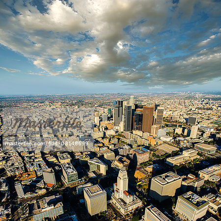 Aerial view of city skyscrapers, Los Angeles, California, USA