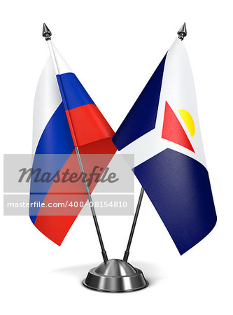 Russia and Saint-Martin of Miniature Flags Isolated on White Background.