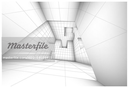 3d futuristic labyrinth shaded vector interior illustration