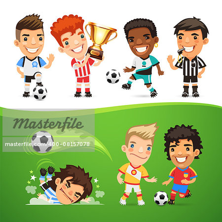 Cartoon Soccer Players and Referee for Your Football Project. Clipping paths included in JPG file.