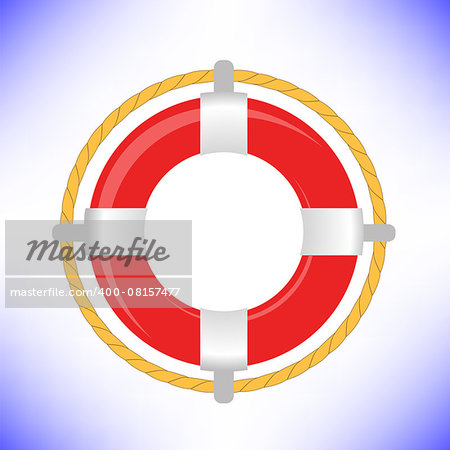 Red Life Buoy Isolated on Blue Background
