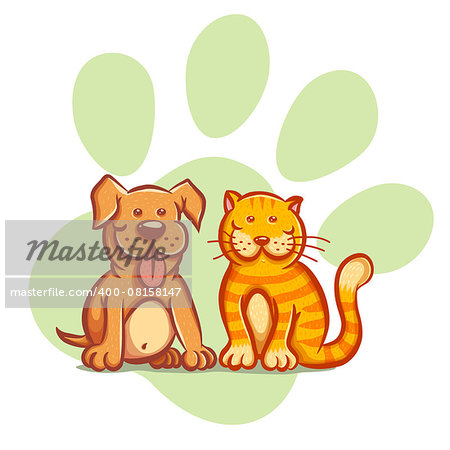 Illustration of a cat and dog