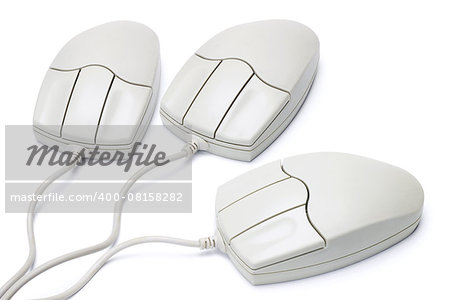 Three Computer Mouse Isolated on White Background