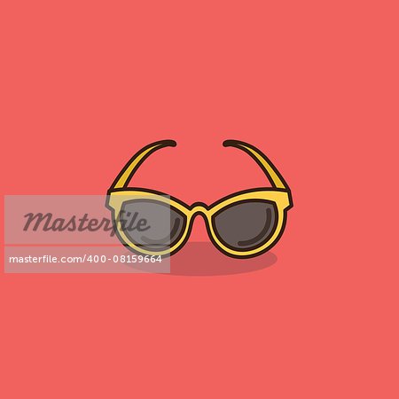 isolated yellow sunglasses flat icon vector illustration