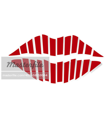 Retro red kiss on a white background