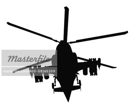 Military helicopter silhouette. Vector EPS8