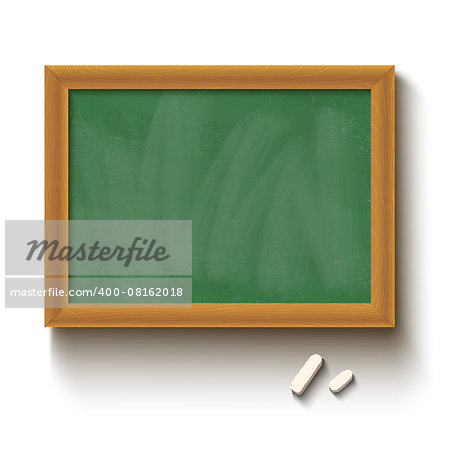 Illustration of a chalkboard and chalks