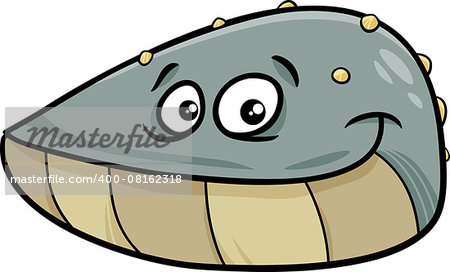 Cartoon Illustration of Funny Mussel Mollusk Sea Animal