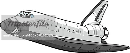 Cartoon Illustration of Funny Space Shuttle Comic Character