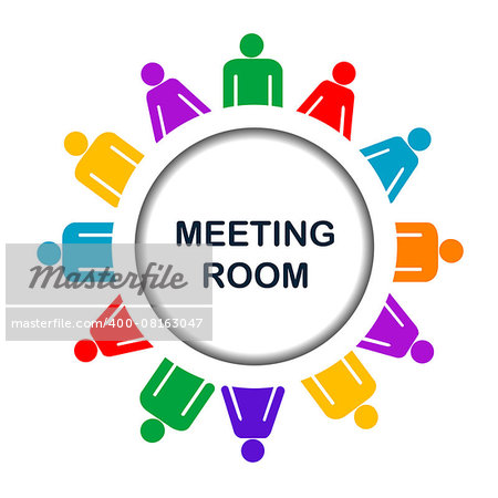 Colorful meeting room icon over white background