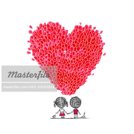 Holiday balloons, heart shape for your design. Vector illustration
