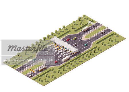 Vector isometric road toll barriers