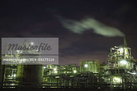 Industrial area at night in Kawasaki, Japan