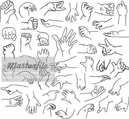 Vector illustrations pack of baby hands in various gestures.