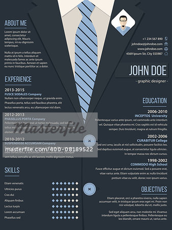 Cool resume cv curriculum vitae template design with business suit background