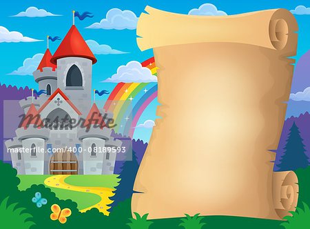 Parchment and fairy tale castle - eps10 vector illustration.