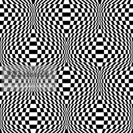 Design seamless monochrome checkered background. Abstract distortion pattern. Vector art