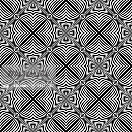 Design seamless monochrome illusion background. Abstract striped lines pattern. Vector art. No gradient