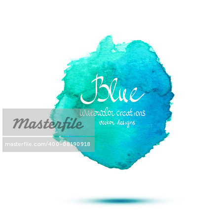 Blue watercolor vector banner. Simple arts design