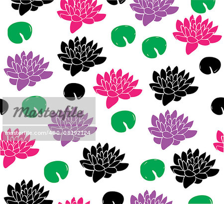 vector illustration of seamless lotus flower background