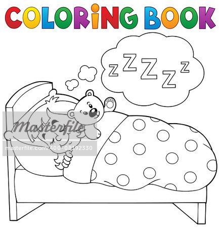 Coloring book sleeping child theme 1 - eps10 vector illustration.