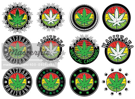 cannabis marijuana leaf design stamps