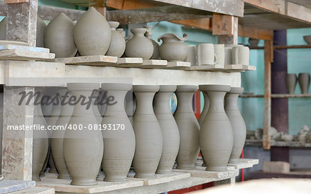 clay pottery ceramics inside of workshop