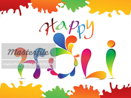 abstract colorful holi text vector illustration