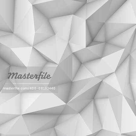 White abstract low-poly, polygonal triangular mosaic background for design concepts, posters, banners, web, presentations and prints. Vector illustration. Realistic 3D render design template