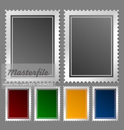 Postage stamp template in various color variations
