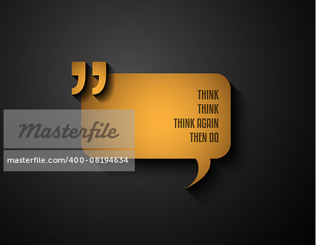 Quotation Mark Frame with Flat style and space for text. Modern template layout for phrases citation, famous quotations, ideas, advertising, printed material and so on.