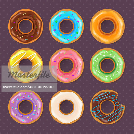 Vector illustration of Colorful donuts sweet set
