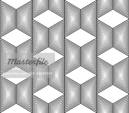 Design seamless monochrome trapezium geometric pattern. Abstract striped zigzag background. Vector art. No gradient