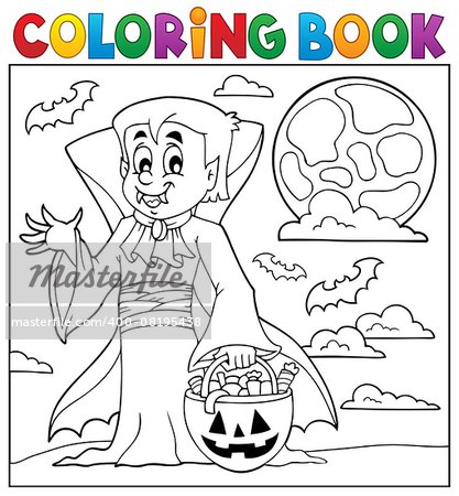 Coloring book with Halloween vampire - eps10 vector illustration.