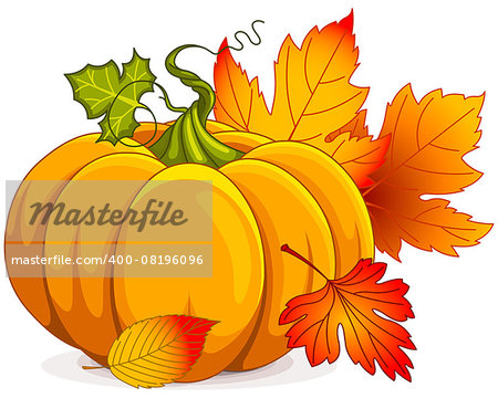 Illustration of Autumn Pumpkin and leaves