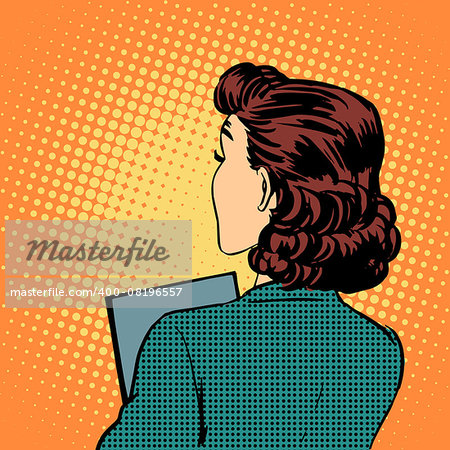 businesswoman back business style pop art retro vintage