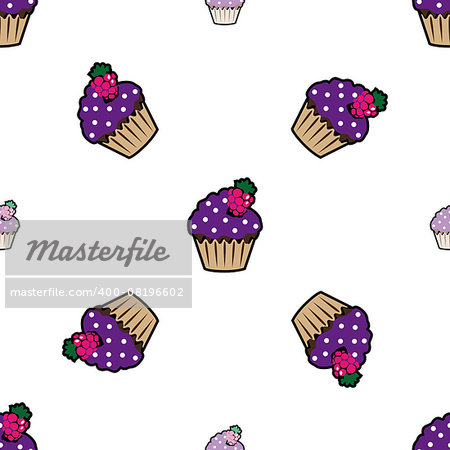 Cream cake purple seamless pattern. Vector illustration