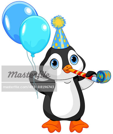 Illustration of cute penguin celebrating
