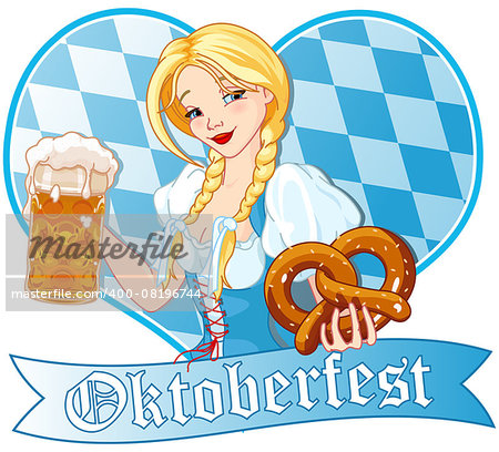 Funny German girl drinking beer