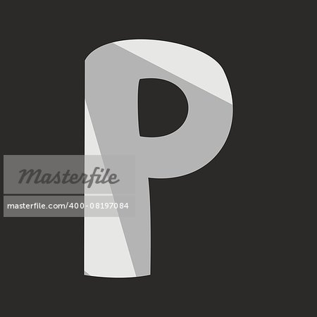 P vector low poly hand drawn wrapping surface alphabet letter isolated on black background illustration