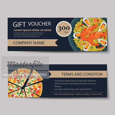 set of food voucher discount template design