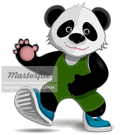 illustration cute fat panda on a white background