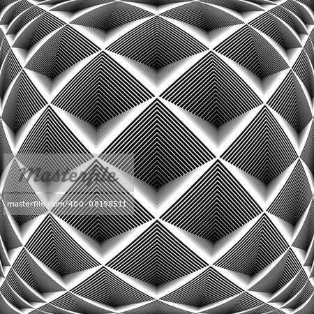 Design monochrome diamond geometric pattern. Abstract striped textured background. Vector art. No gradient